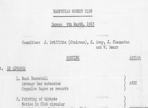 1963 Club Dance Action List