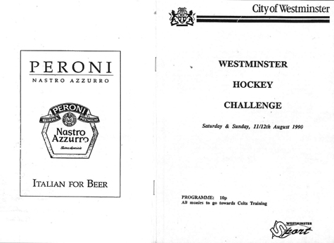 1990 The Westminster Hockey Challenge Programme 