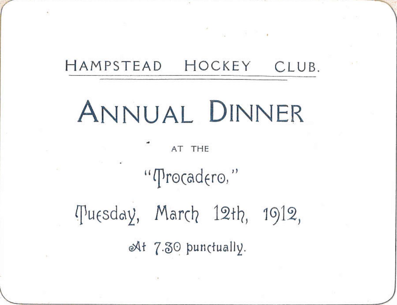 1912 Annual Dinner Ticket