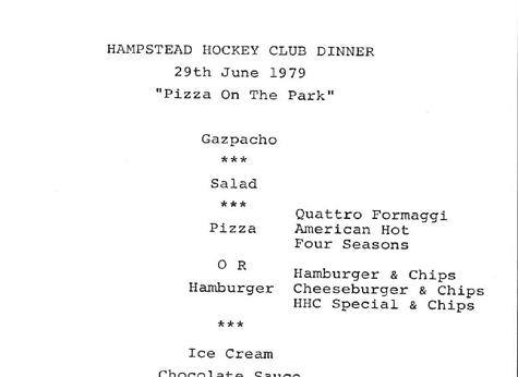 1979 Drain Supper Menu