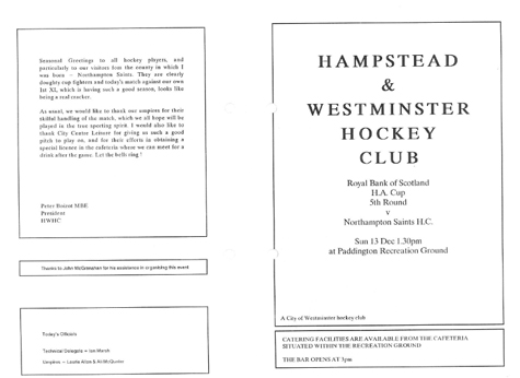 1992 Programme 5th Round HA Cup 13.12.92