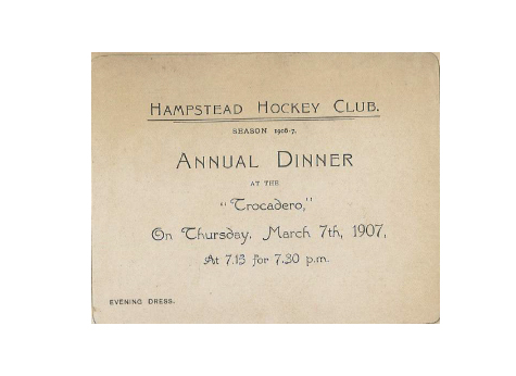 1907 Annual Dinner Ticket