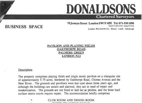 1992 Palmers Green Particulars