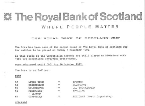 1992 HA Cup 2nd Round draw