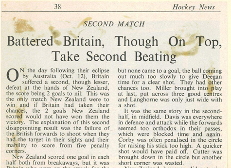 1964 Olympic Games Hockey Report GB v NZ