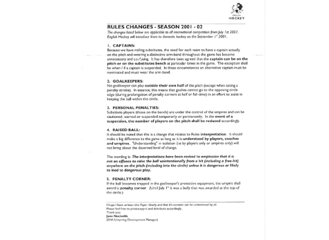 2001 EH Summary of Rule Changes 2001.1