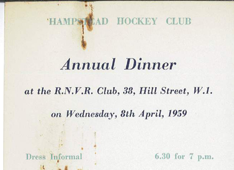 1959 Annual Dinner Ticket 8th April