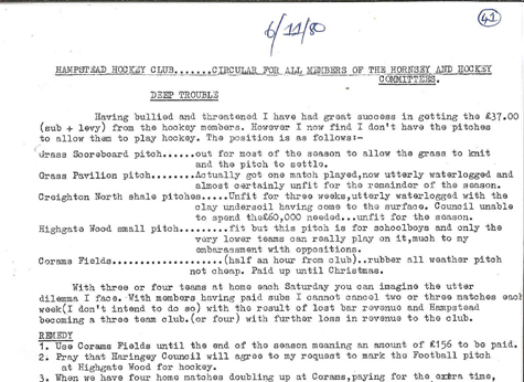 1980 Note to Committee on Drainage 6.11.80