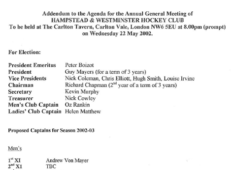 2002 AGM Notice Addendum