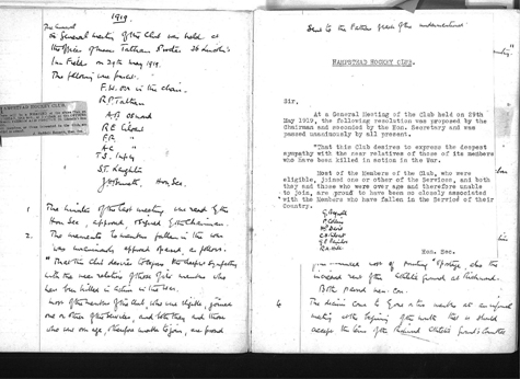 1918 Letter to Fathers post WW1