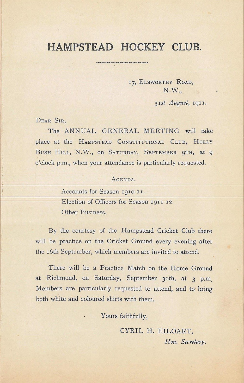 1911 Notice of AGM