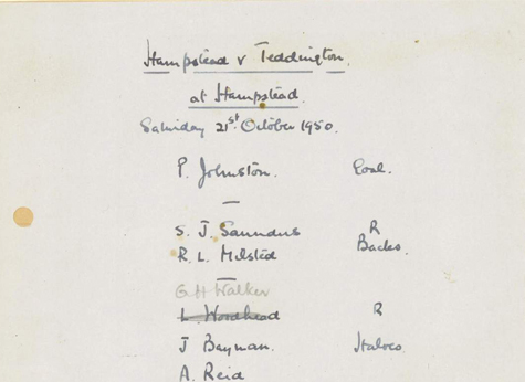 1950 Formation Hampstead 1st XI selection
