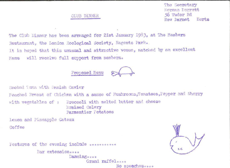 1982 Annual Dinner Notice for 21.1.83