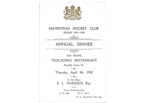 1908 Annual Dinner Card