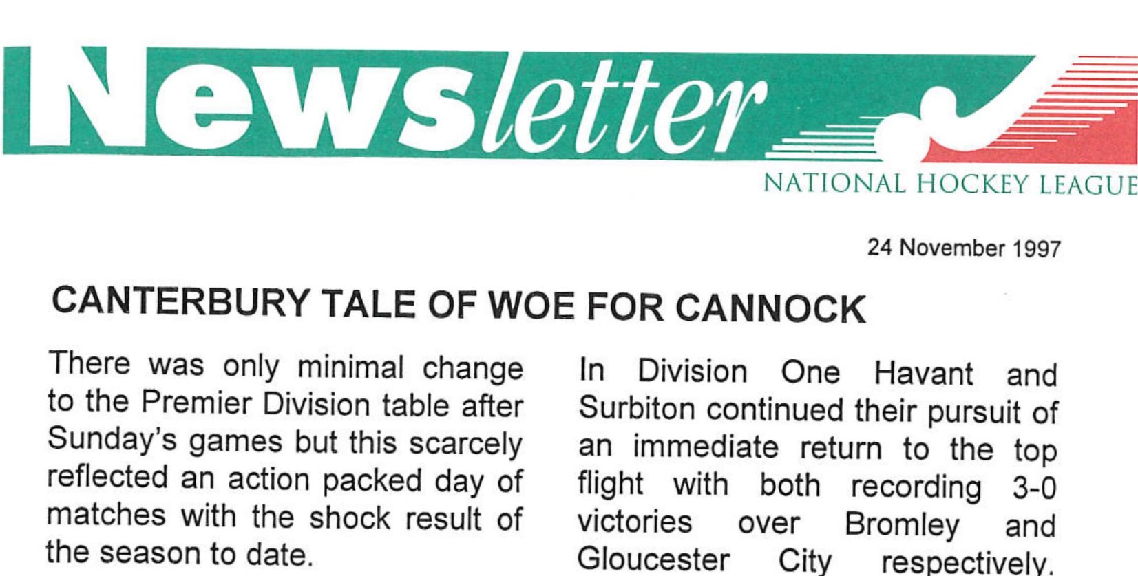 1997 National League Newsletter 24.11.97