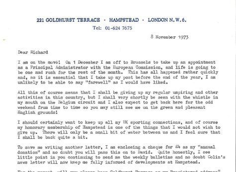 1973 MLP Letter Belgique Departure