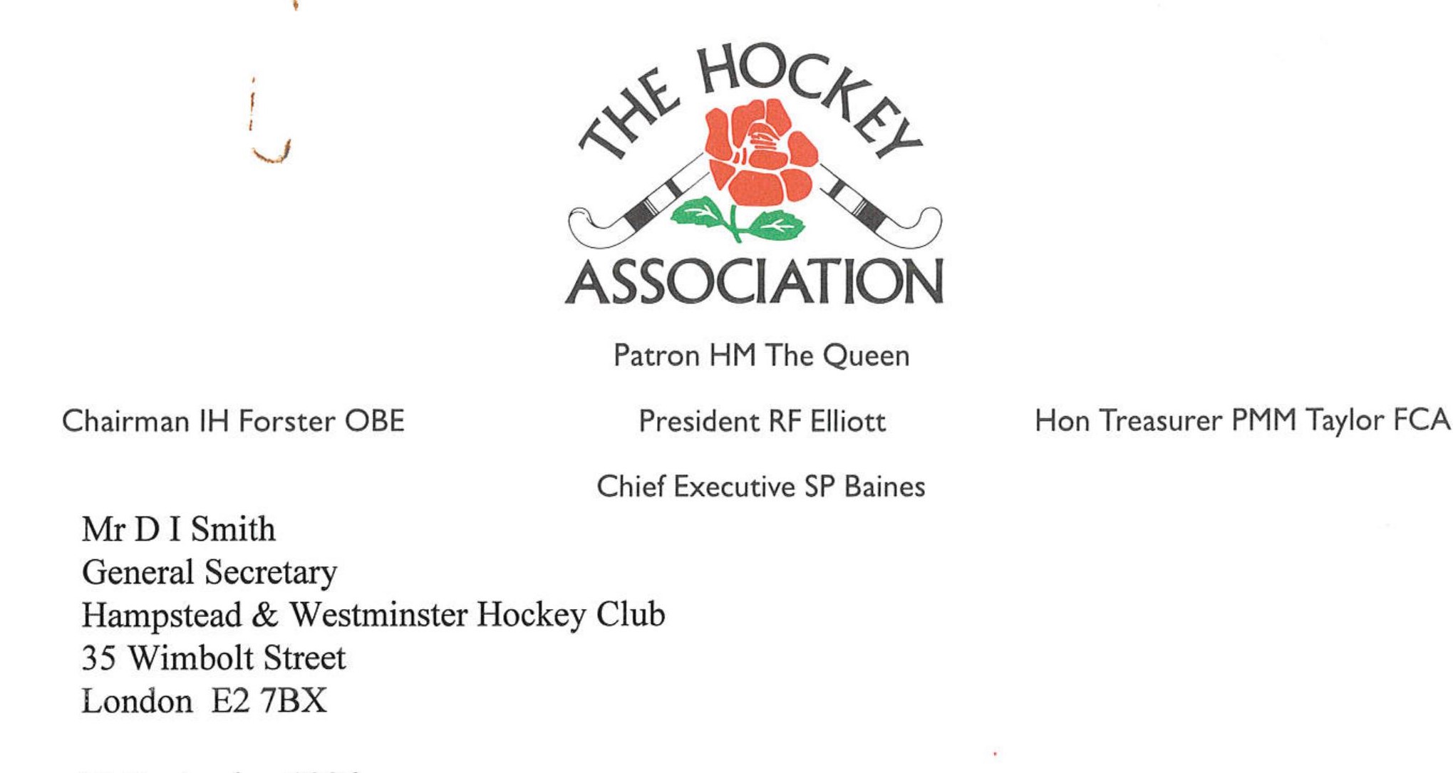 1996 HA Letter to Club