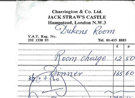 1977 R Milsted 50th Dinner Receipt