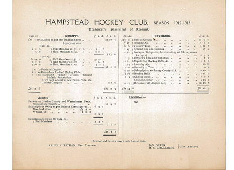 1913 Statement of Account