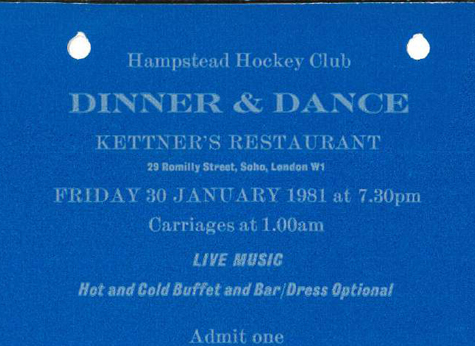 1981 Annual Dinner Ticket Kettners