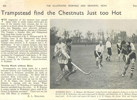 1939 Illustrated Sporting and Dramatic News Sunday Fixture Report