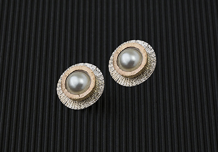 14k Gold and Sterling Silver Pearl Earrings
