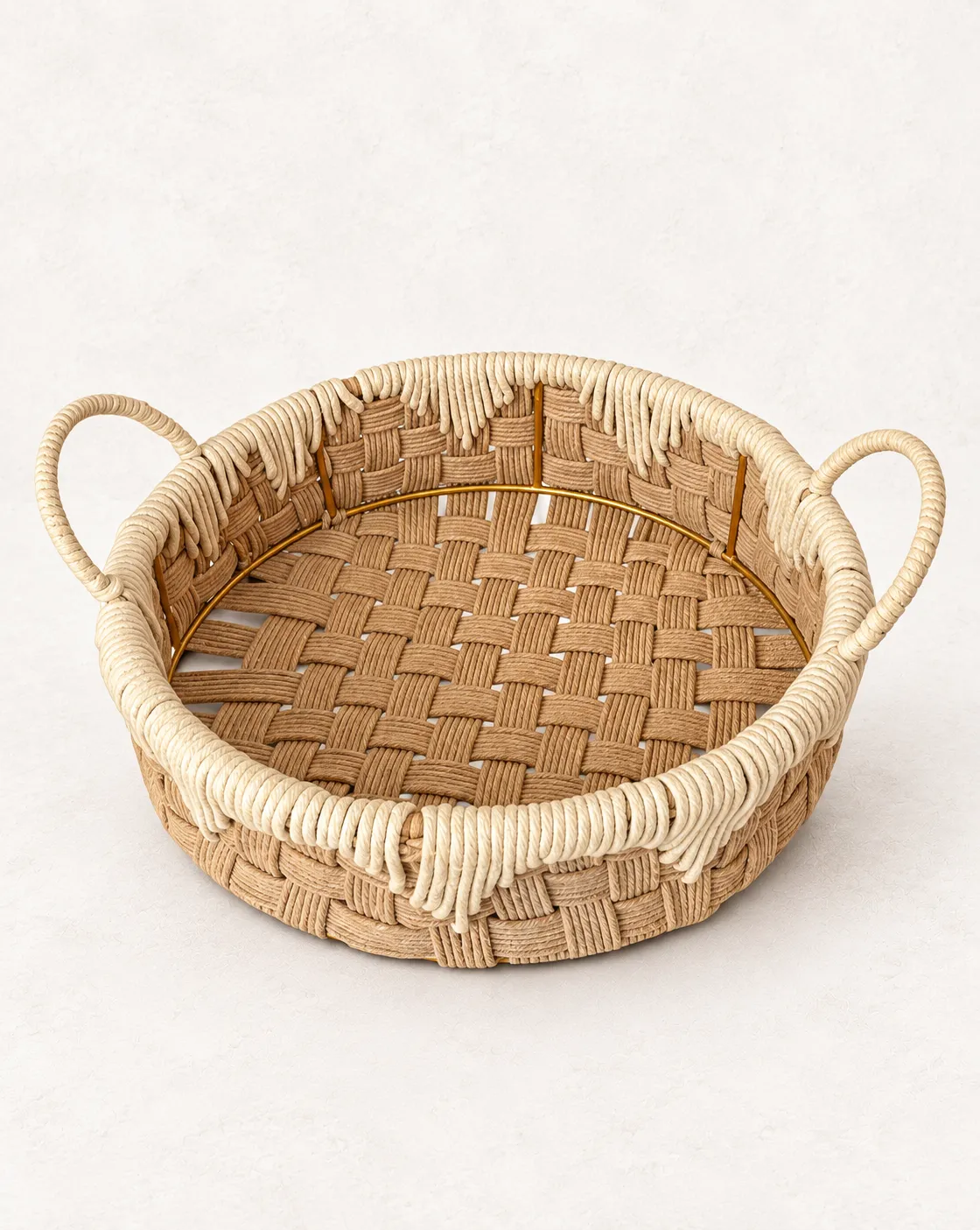Round Woven Basket with Handles