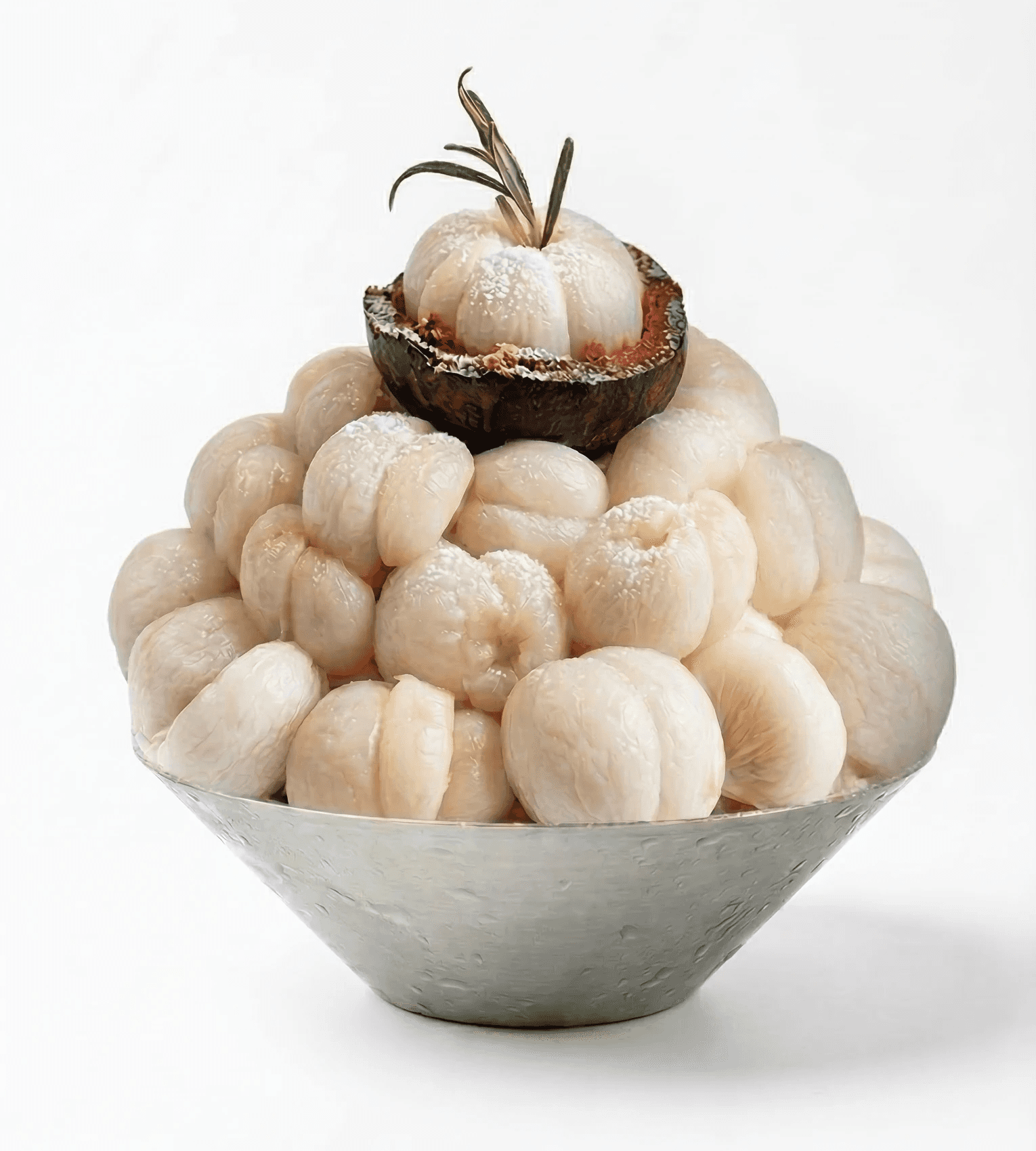 queen delight bingsu — fresh mangosteen on milk ice