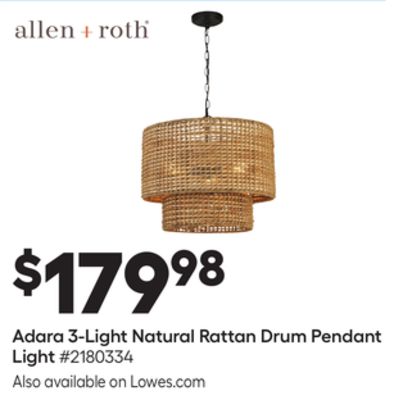 Light Natural Rattan Drum Pendant Light 
