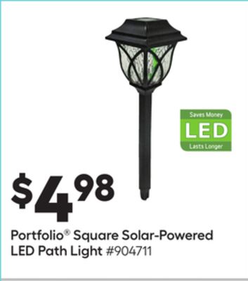 Lowes Harbor Breeze Portfolio® Square Solar-Powered LED Path Light