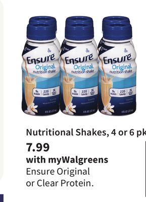 Nutritional Shakes 4 Or 6 Pk Weekly Ad