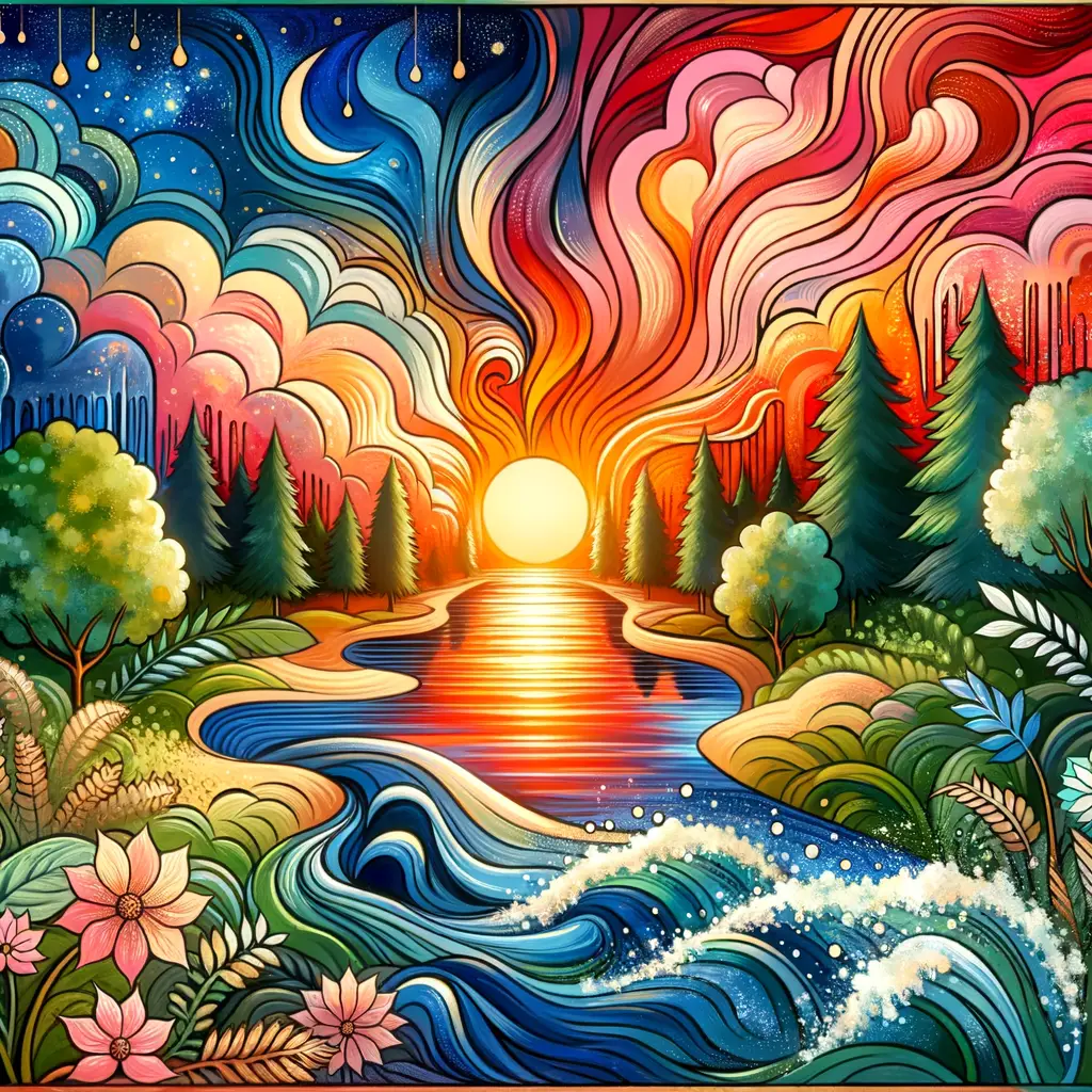Rivers of Serenity at Sunset: Raindrops' Healing Whisper