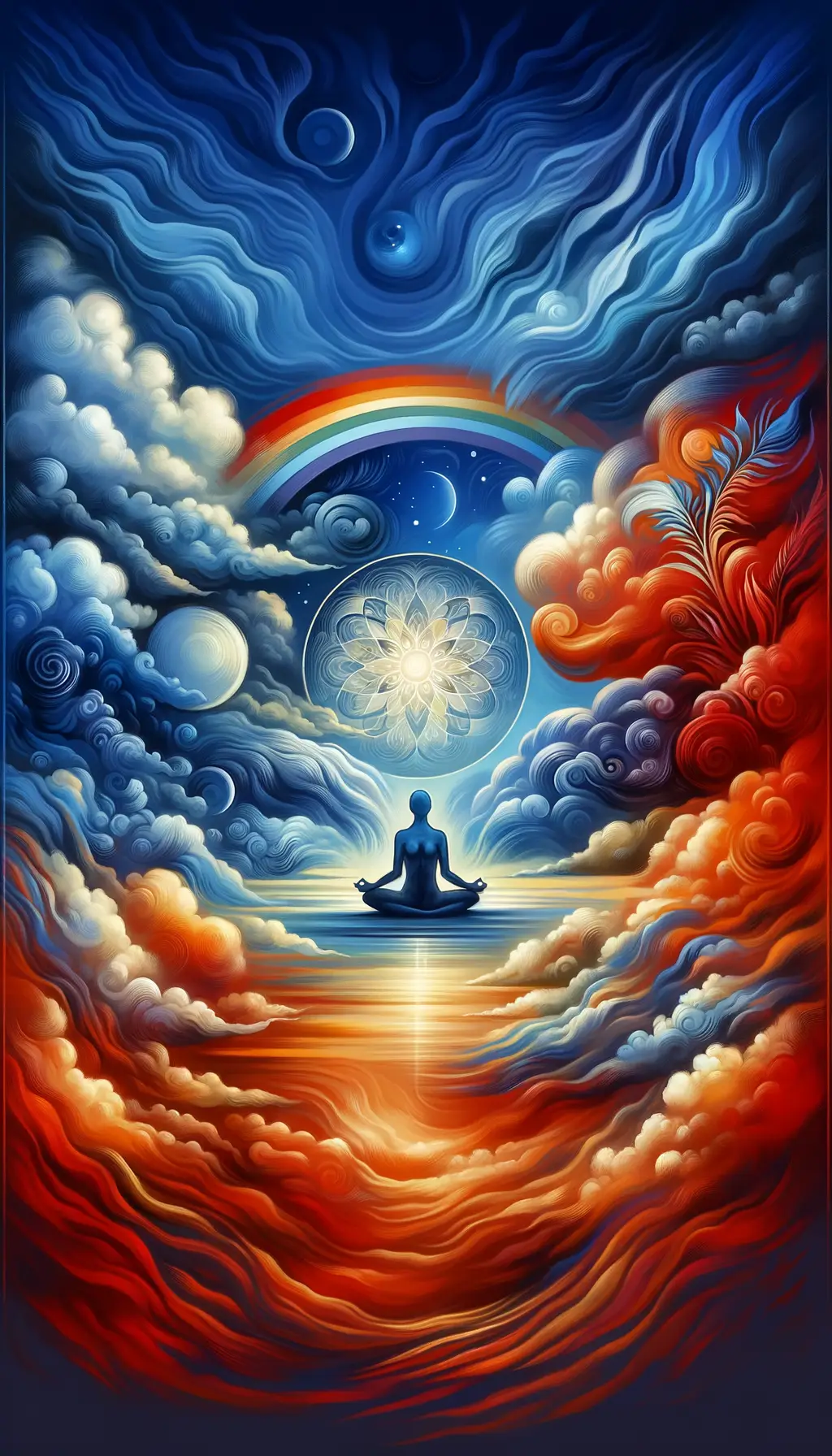 Whispers of Redemption: Embodied Hues in Mythical Tranquility