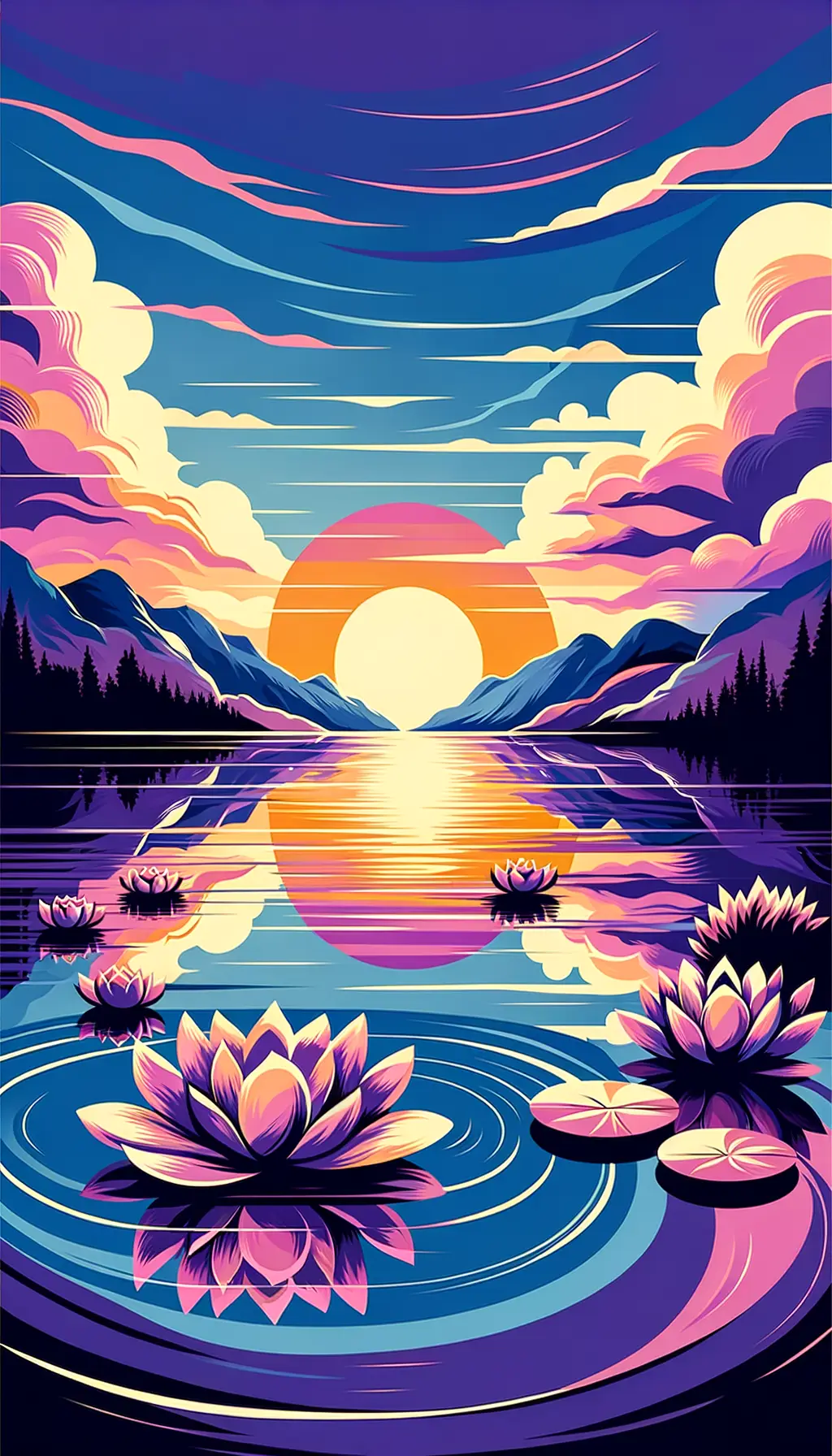 Whispers of Lavender Tranquility: Lotus Blooms in Evening Stillness