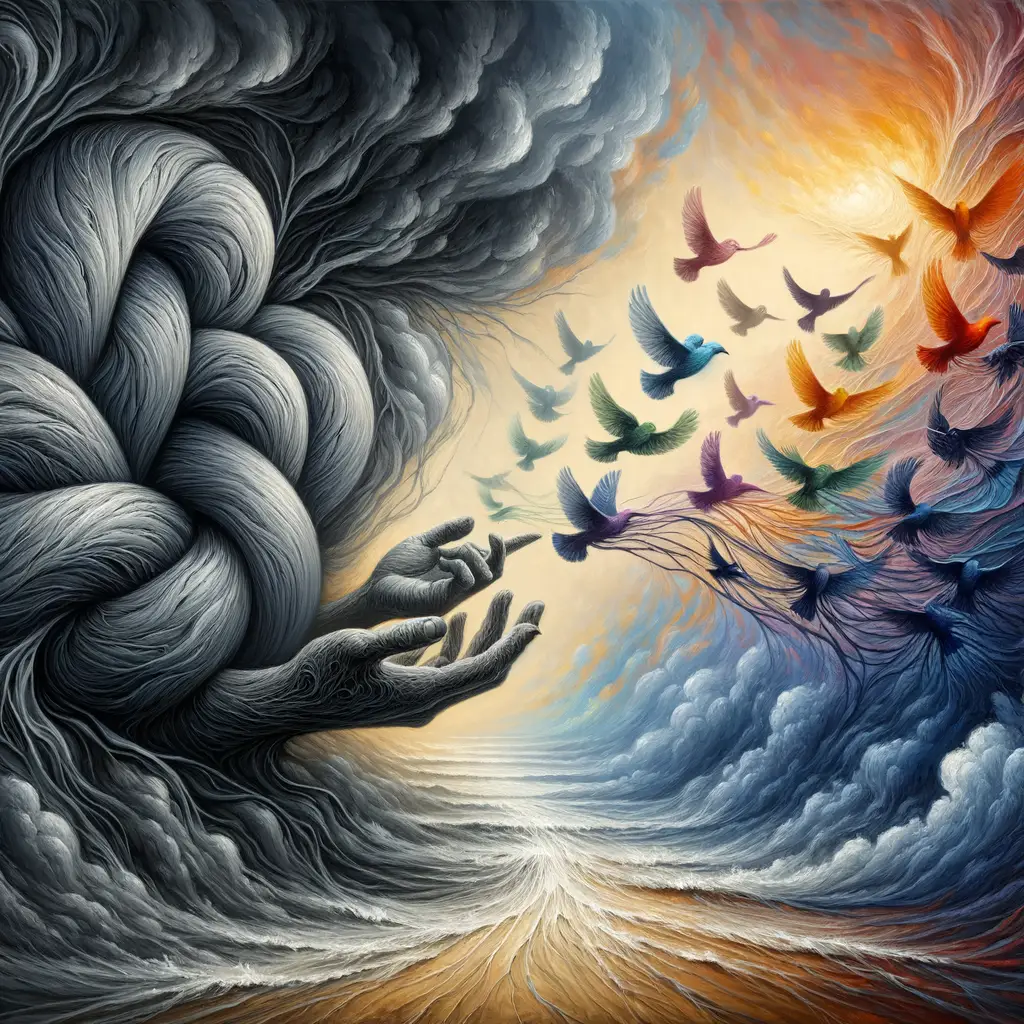 Whispers of Rebirth: Unraveling Knots, Freeing Wings