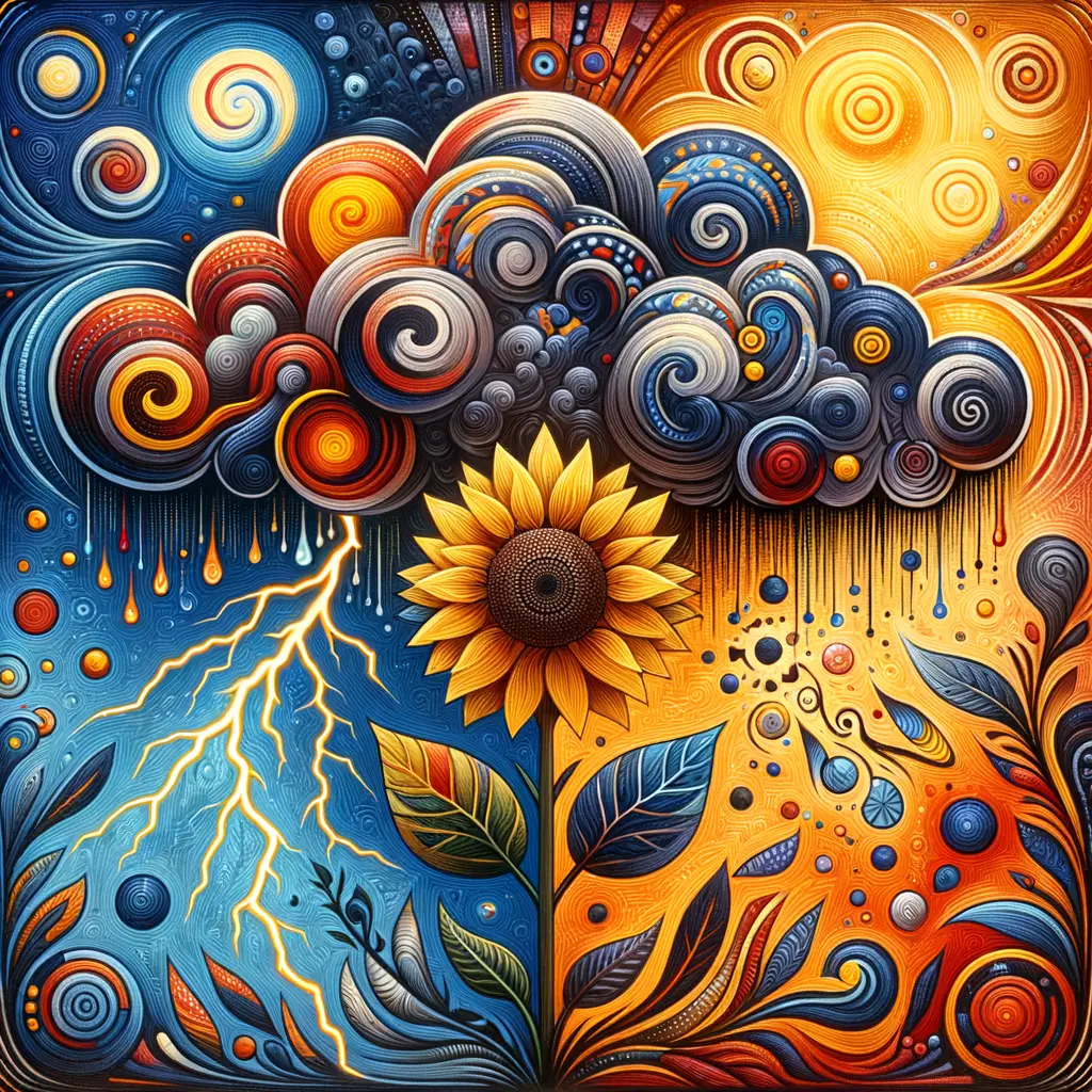 Whispers of Resilience: Sunflower Blooms in Ancestral Storm