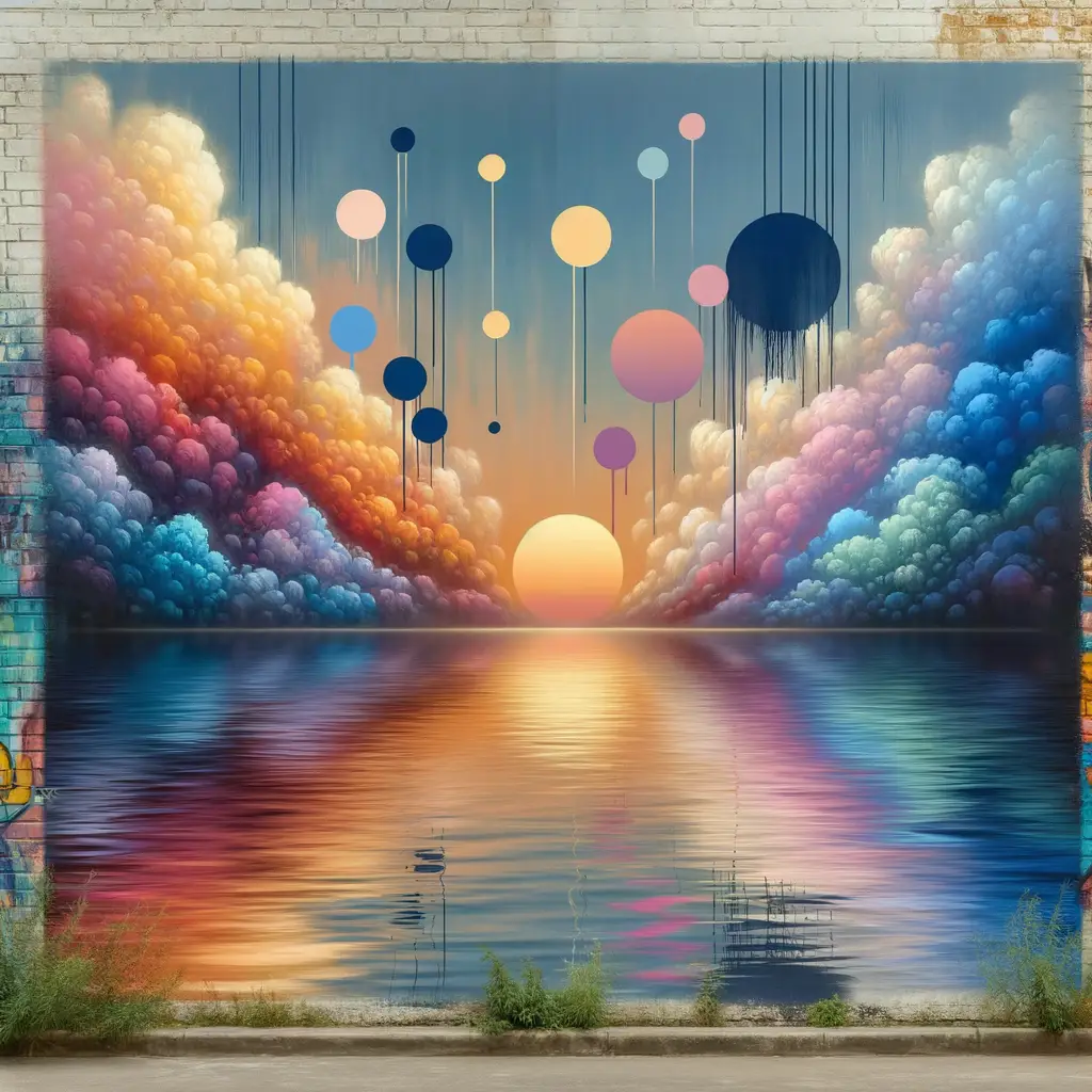 Sorrow's Embrace: A Sunset Symphony in Street Art