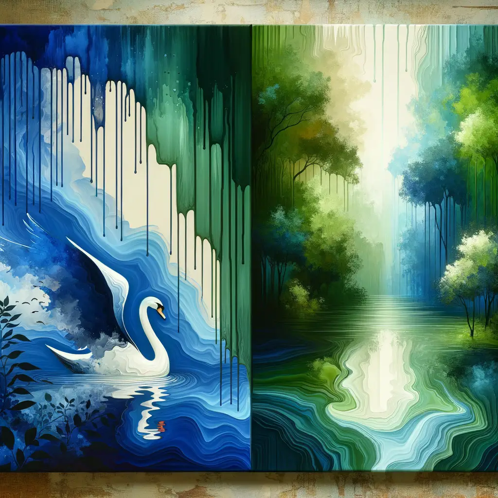 Title: "Tranquil Reverie: Echoes of Forest, Swan, and Ocean Depths