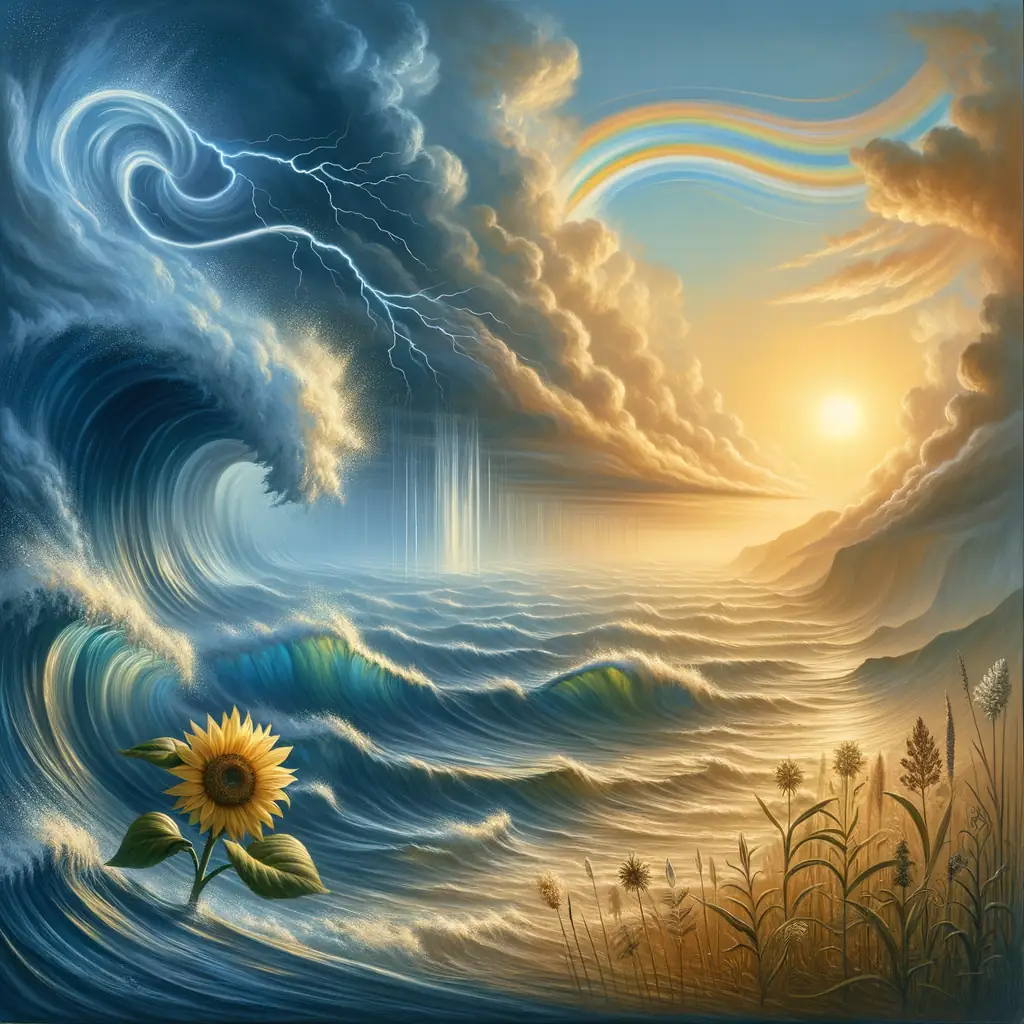 Whispers of Transformation: Sunflower's Embrace in the Storm
