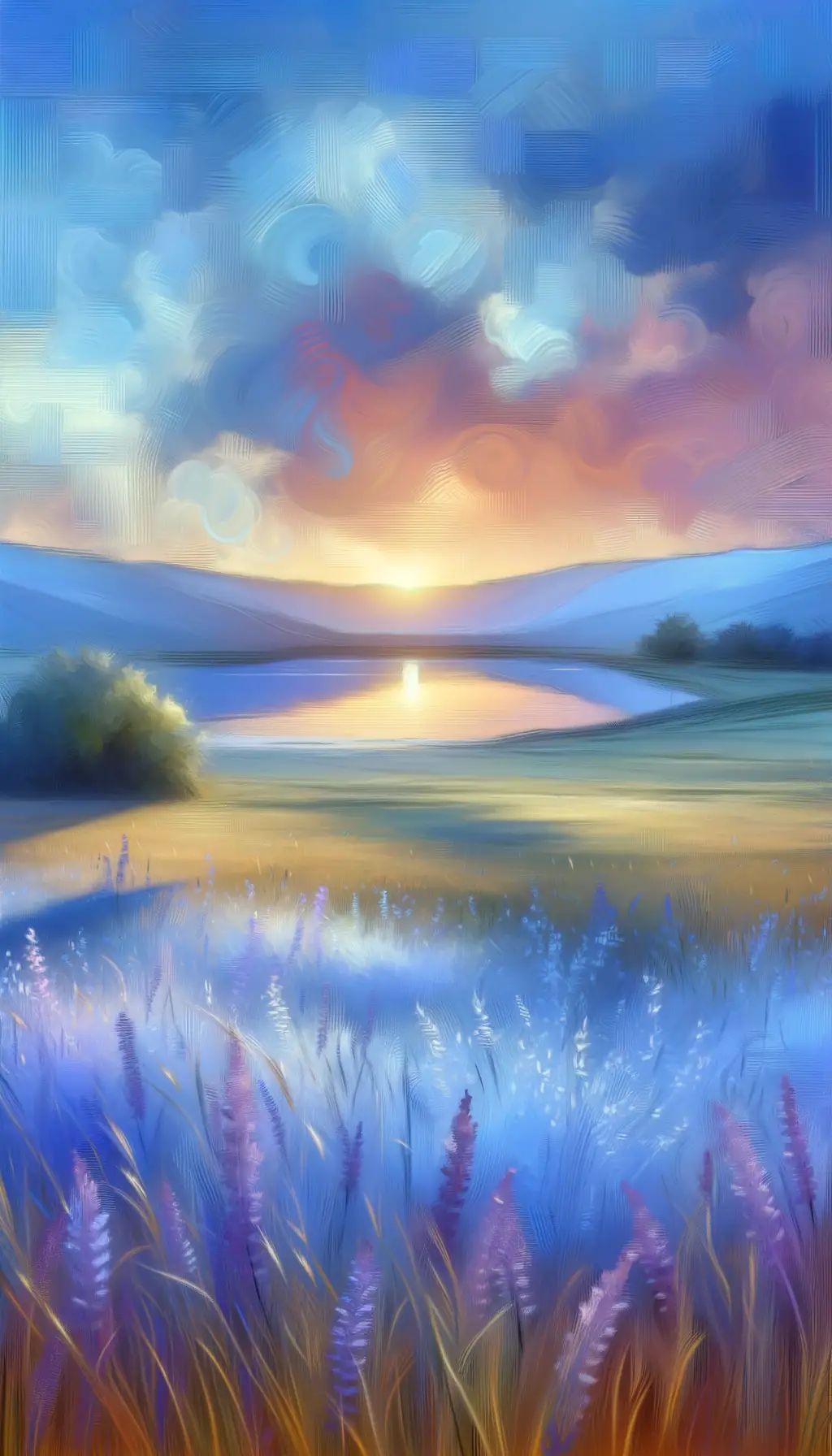 Whispers of Reflection: Meadows in Tranquil Twilight