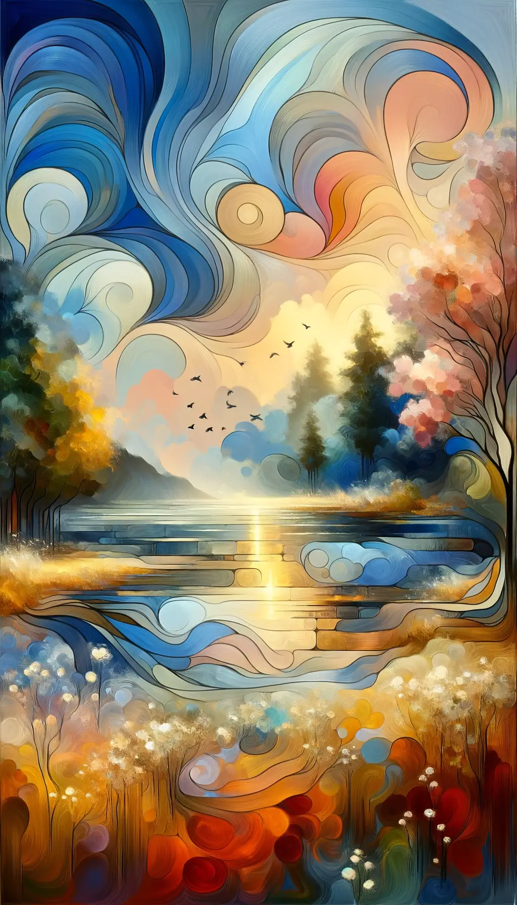 Dawn of Reflection: A Symphony in Blue and Gold