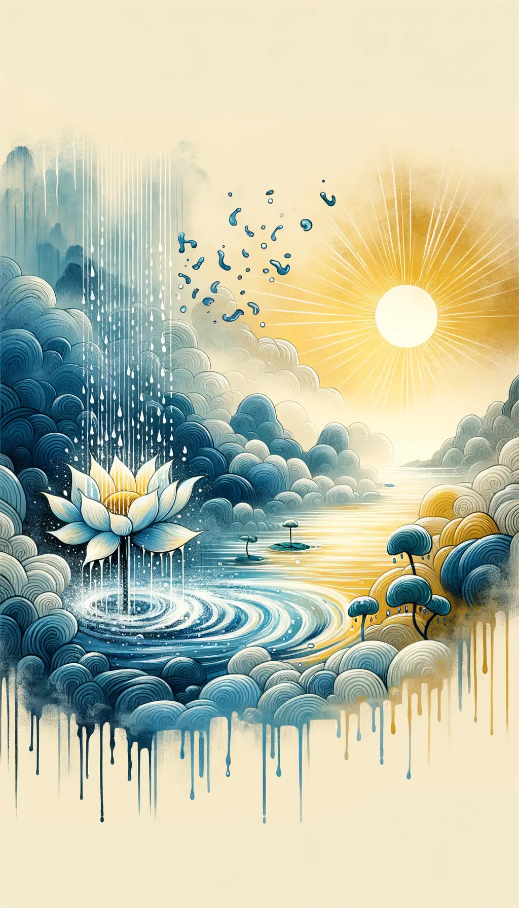 Lotus Resilience: A Rain of Renewal and Growth
