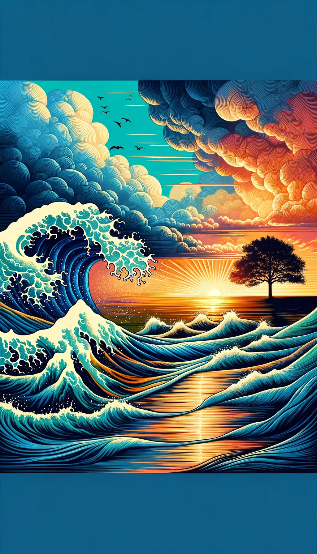 Resolute Embrace: Calm Waters, Fiery Strength