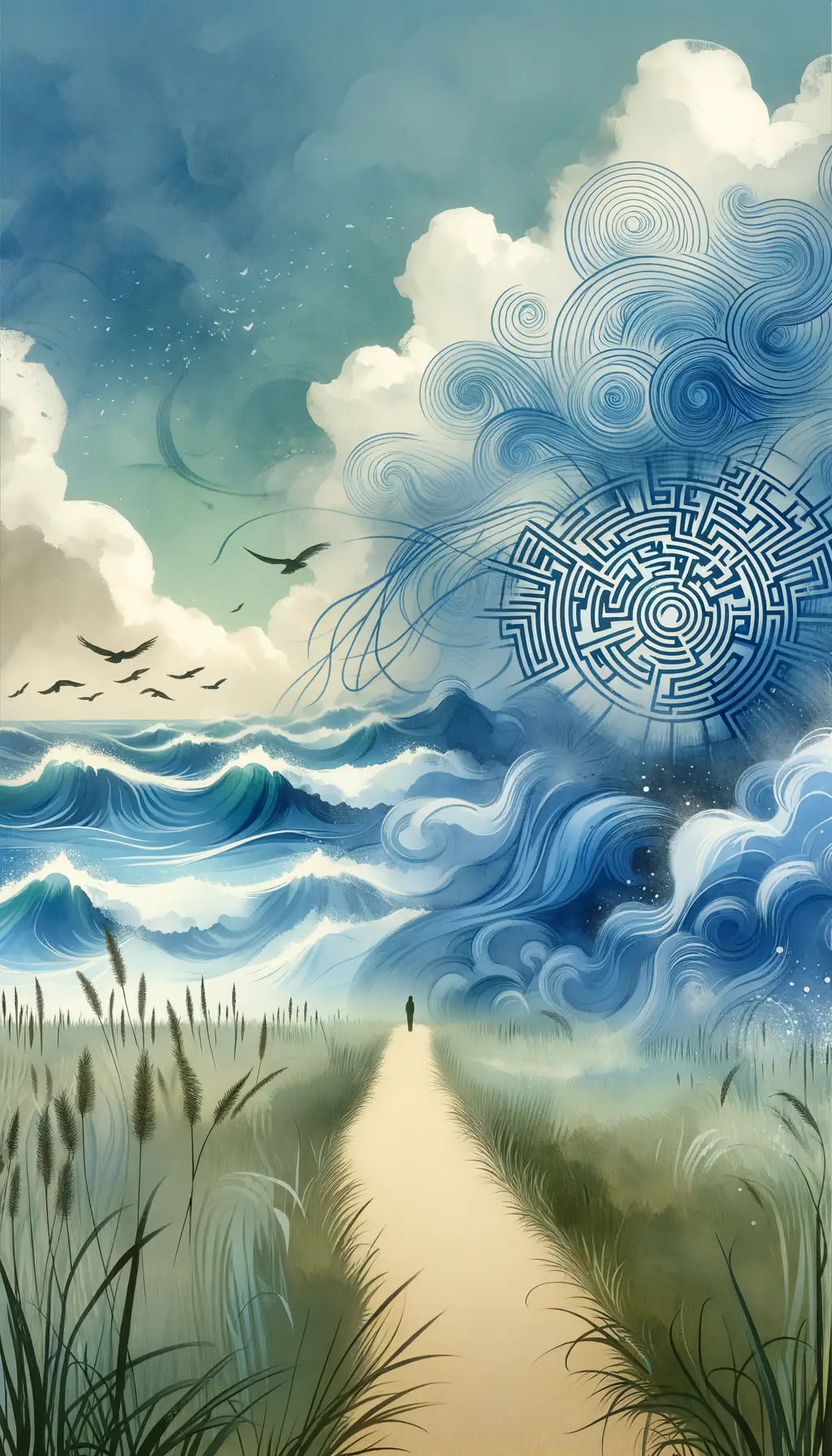 Whispers of the Labyrinth: Echoes in Ink Wash