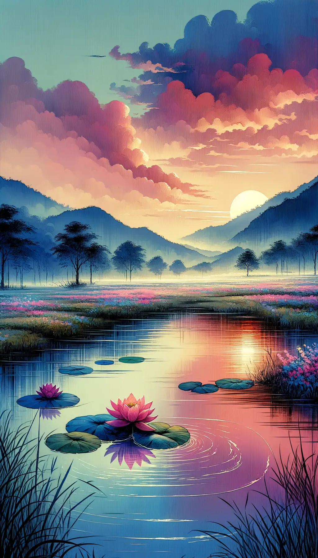 Lotus Whisper: Sunset's Renewal in the Rain