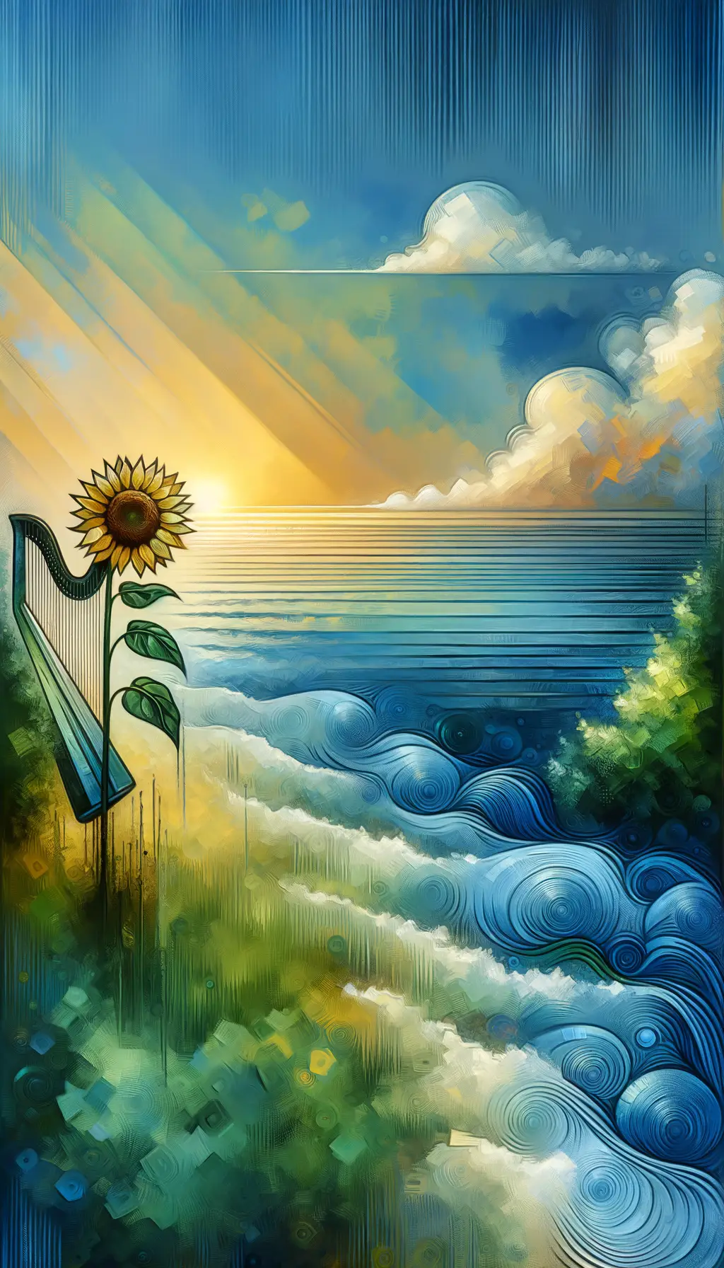 Whispers of Resilience: Sunflower Symphony in Serene Seas