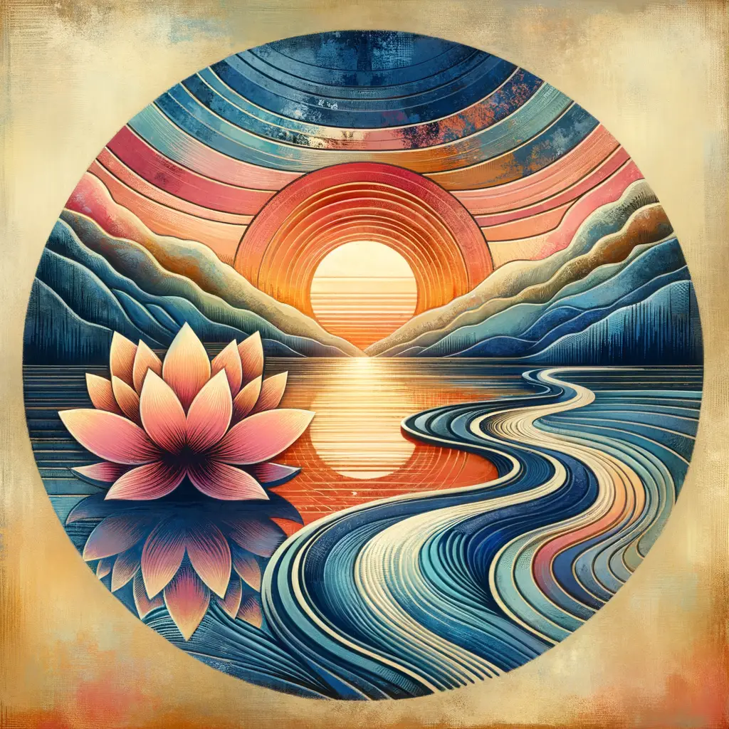 Whispers of Transformation: Sunset's Embrace, River's Release