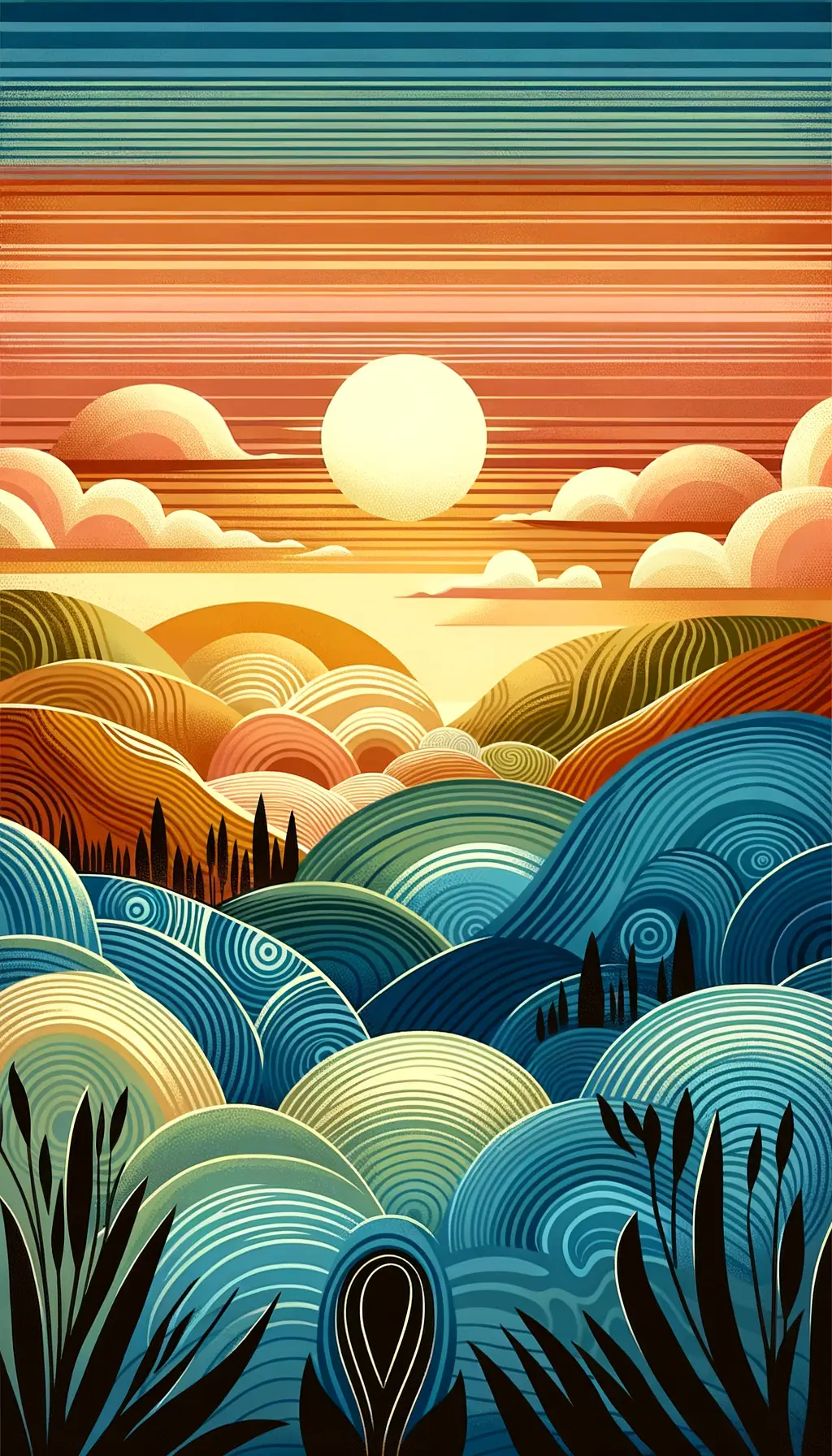 Serenity's Cradle: Sunset Embrace of Azure Realms