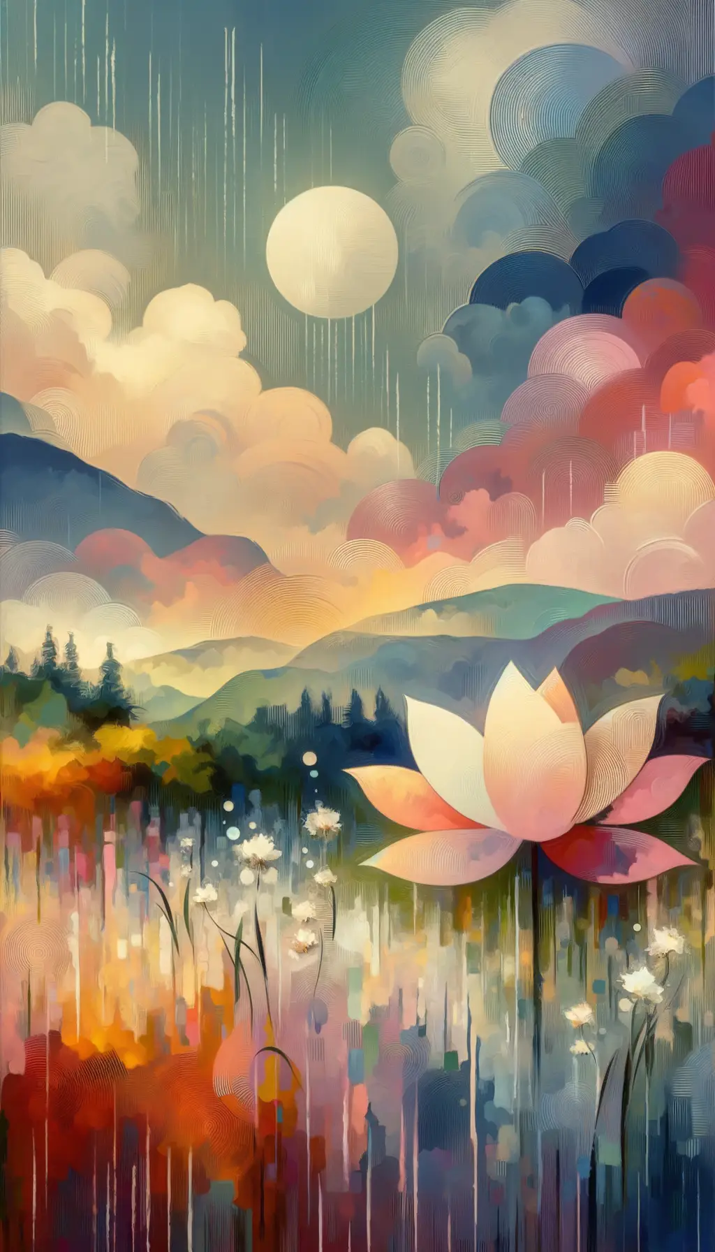 Serenade of the Lotus: Embrace in Raindrop Melodies