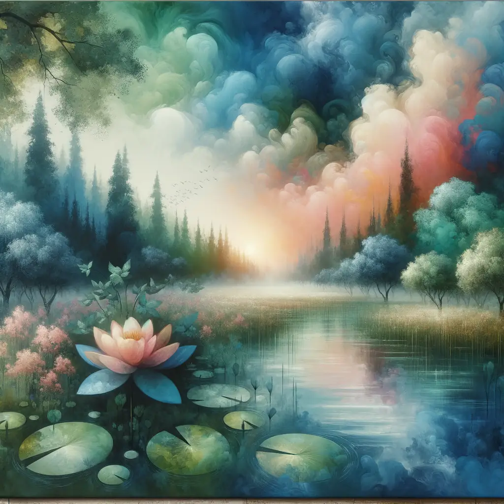 Tranquil Convergence: Blossoming Beneath the Sunset's Embrace